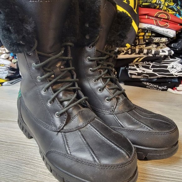 Lauren Ralph Lauren 111571 Men\'s Black Leather Mid-Calf Winter Boots Size US 9B main image 8